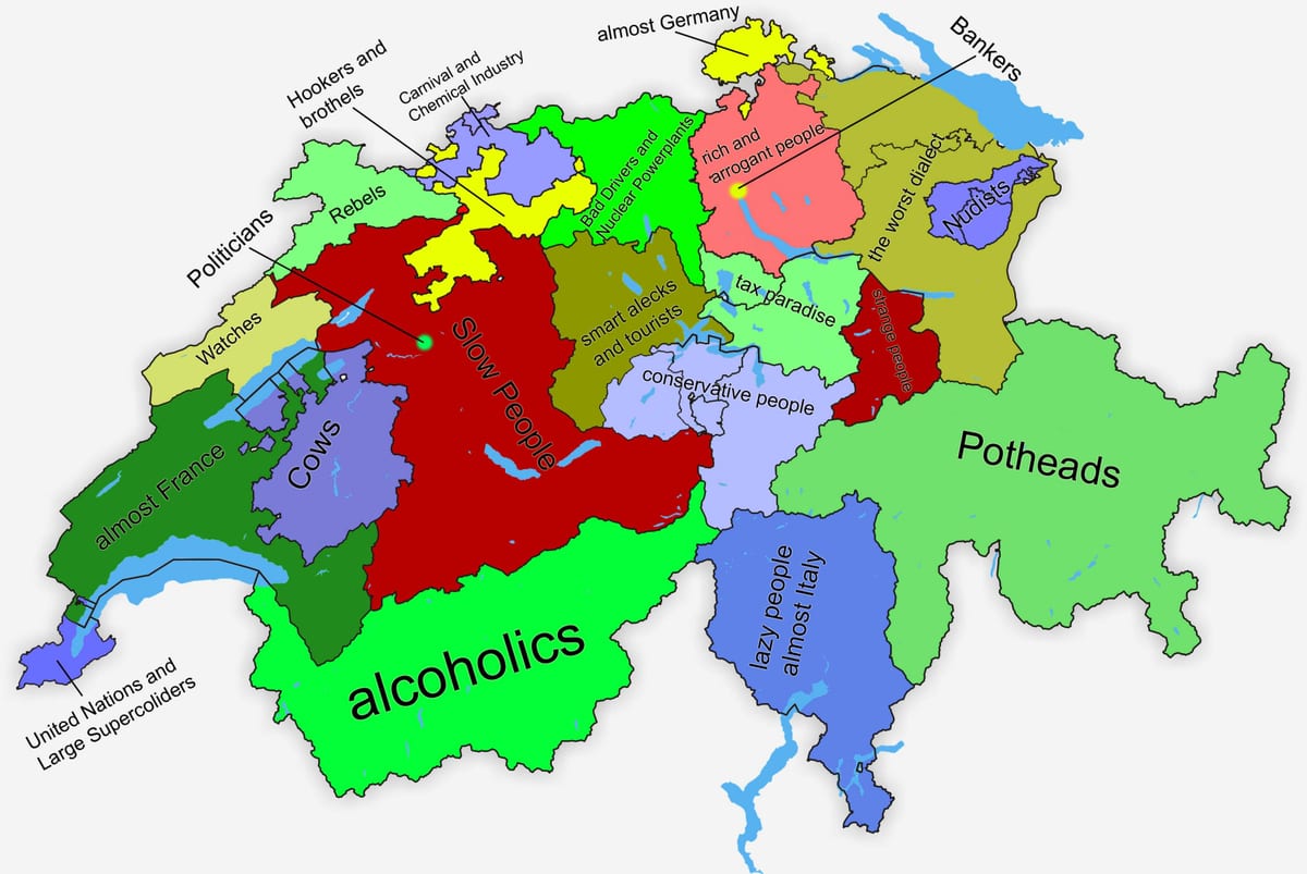 แผนที่ของสวิตเซอร์แลนด์แคนตัน