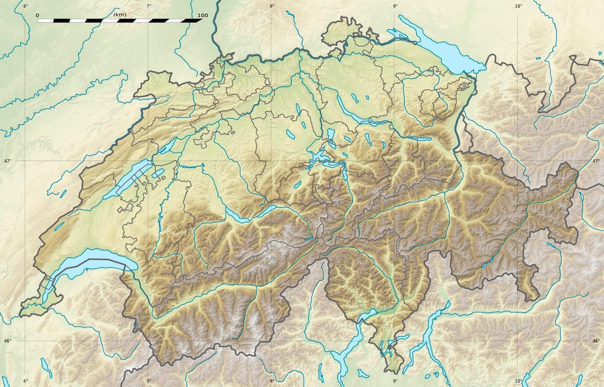 แผนที่ของสวิตเซอร์แลนด์โล่งอก