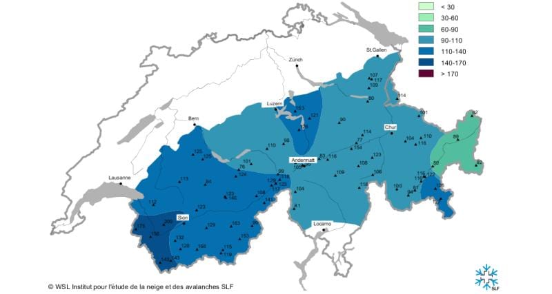แผนที่ของสโนว์บนแผนที่สวิตเซอร์แลนด์