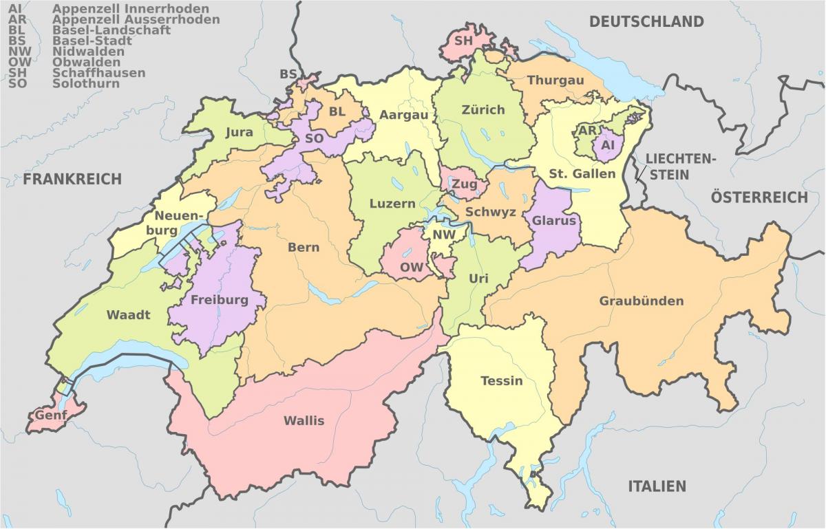 switzerland. kgm นแผนที่ของสวิตเซอร์แลนด์