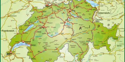 แผนที่ของถนนแผนที่ของ switzerland. kgm สวิตเซอร์แลนด์