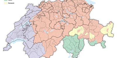 แผนที่ของสวิตเซอร์แลนด์ภาษา