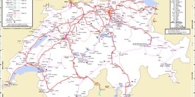 รถไฟเดินทางในแผนที่สวิตเซอร์แลนด์