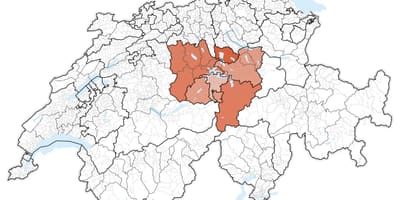 แผนที่ของสวิตเซอร์แลนด์เซ็นทรัล 