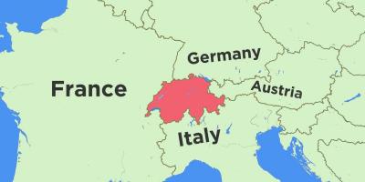 แผนที่ของสวิตเซอร์แลนด์และ neighbouring ประเทศ